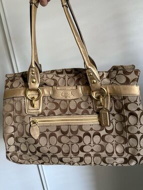 Coach Taupe and Gold Signature Tote